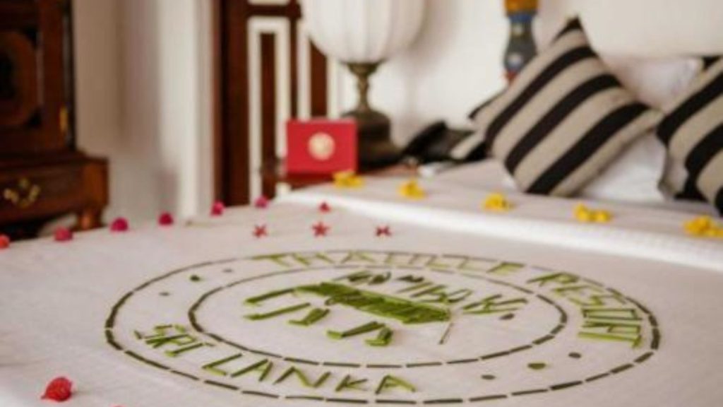 Suite im Thaulle Ayurveda Resort in Sri Lanka mit separatem Wohn- und Schlafbereich